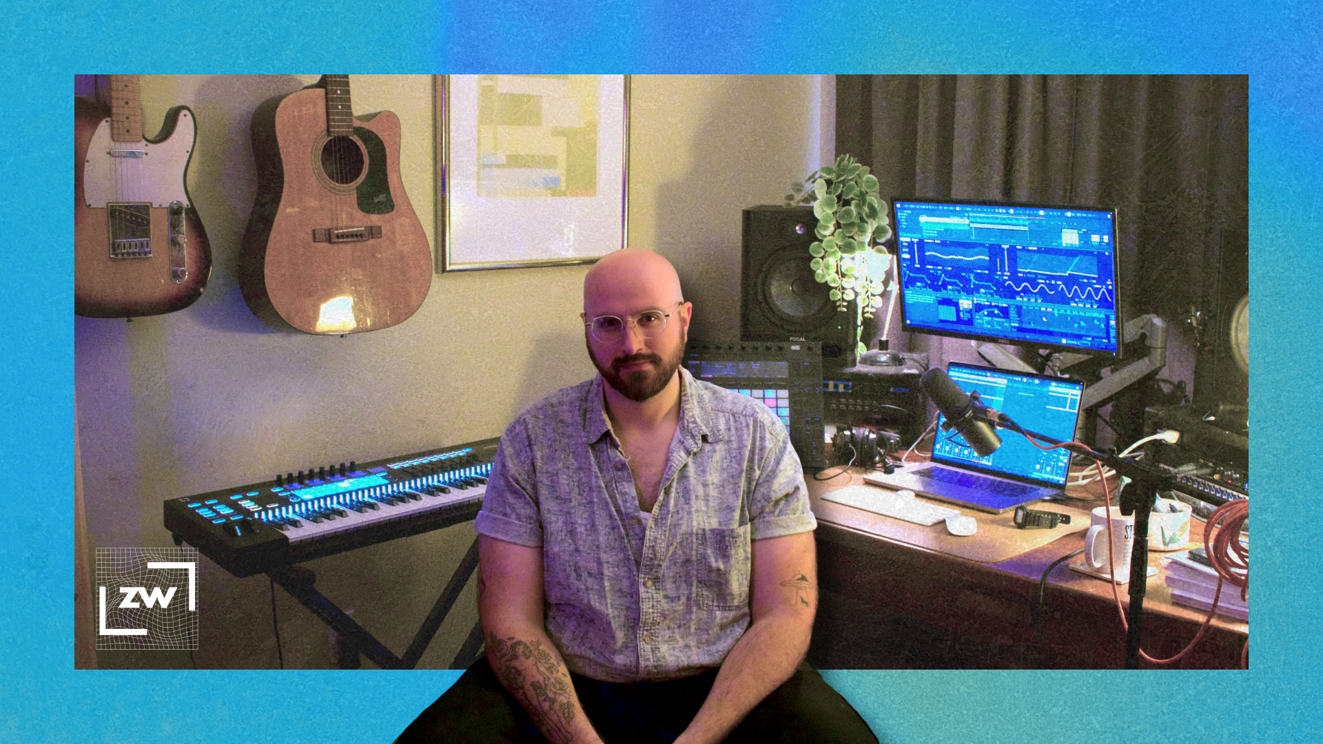 Image of me setting at my desk, facing the camera with Ableton Live on the screen in the background.