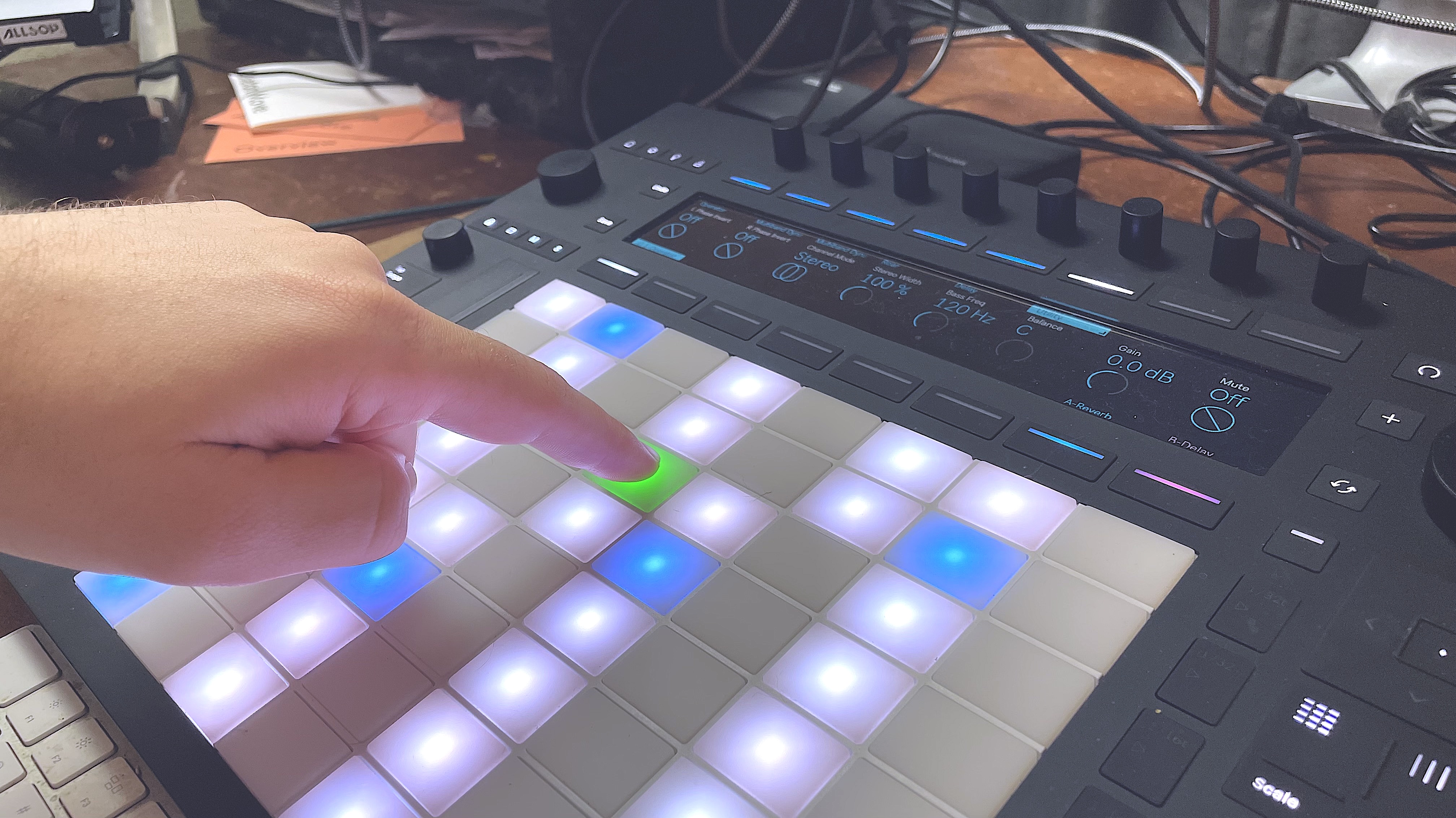 Image of me playing an Ableton Push because I don't want to make any sort of AI related image here