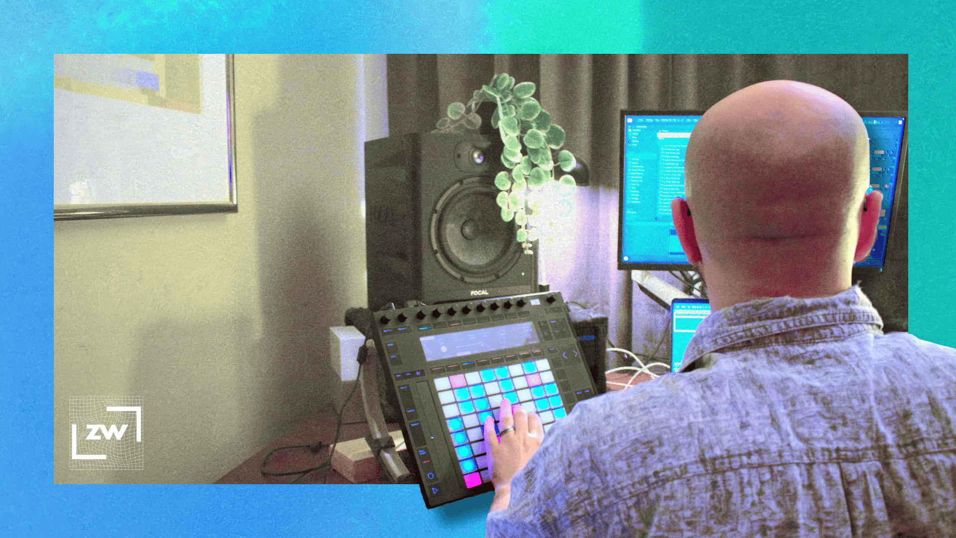 Over the shoulder image of me playing the Push 2