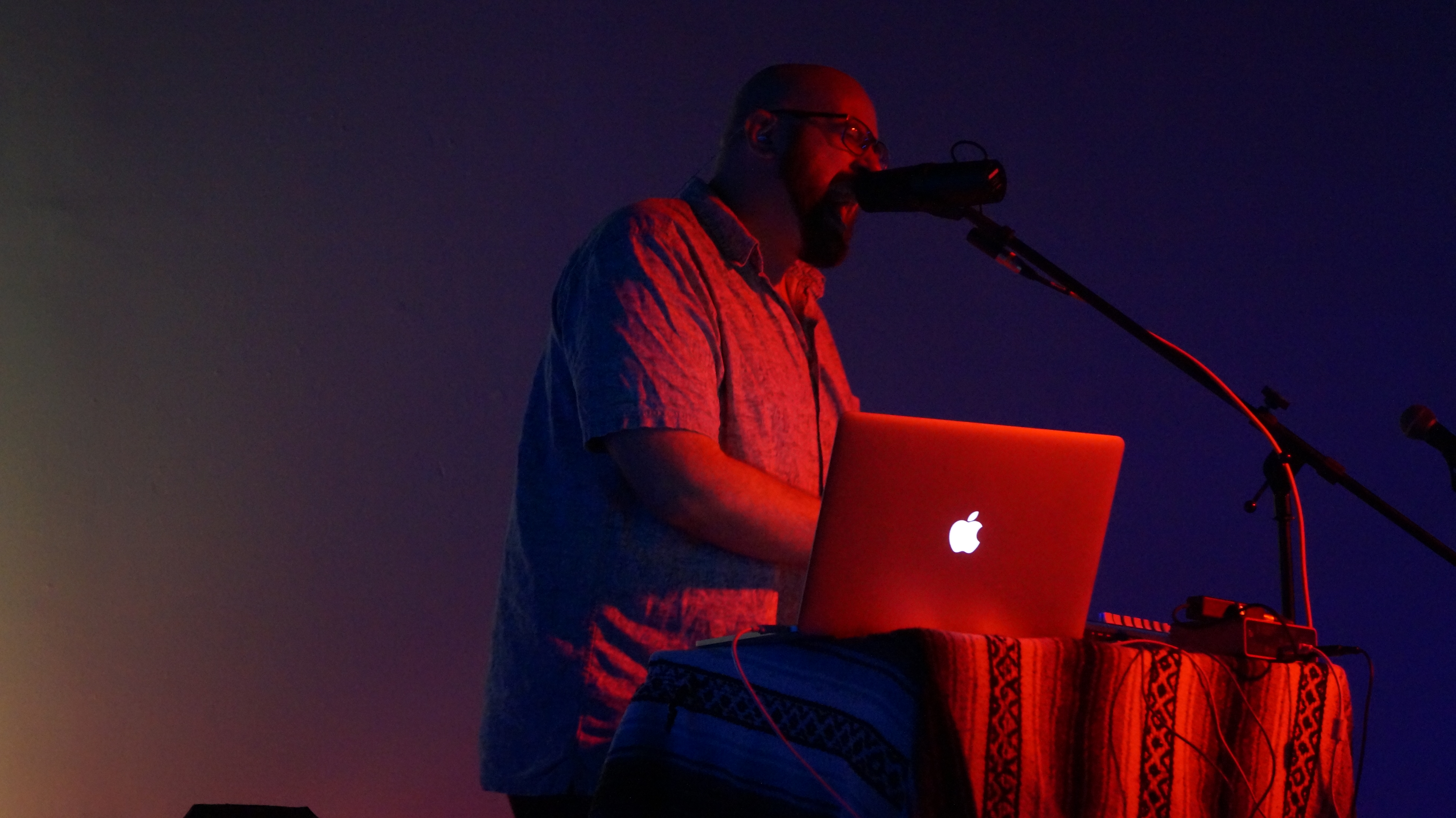 Photo of me performing electronic music in 2018